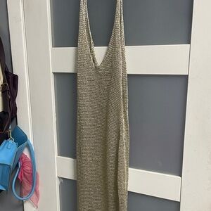 Elegant Gold Knit Women's Dress